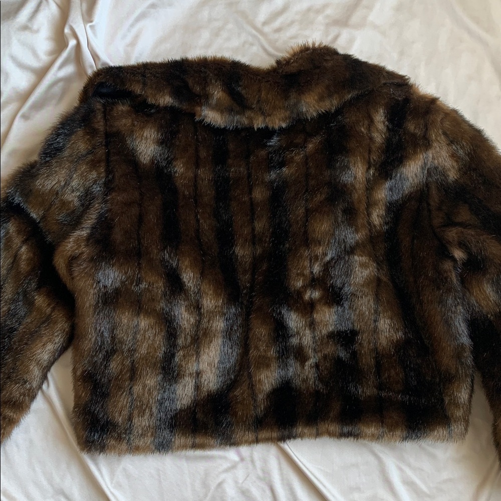Cejon Mink Style Faux Fur Cropped Jacket Size XL | Cropped Faux Fur Coat - Picture 3 of 10